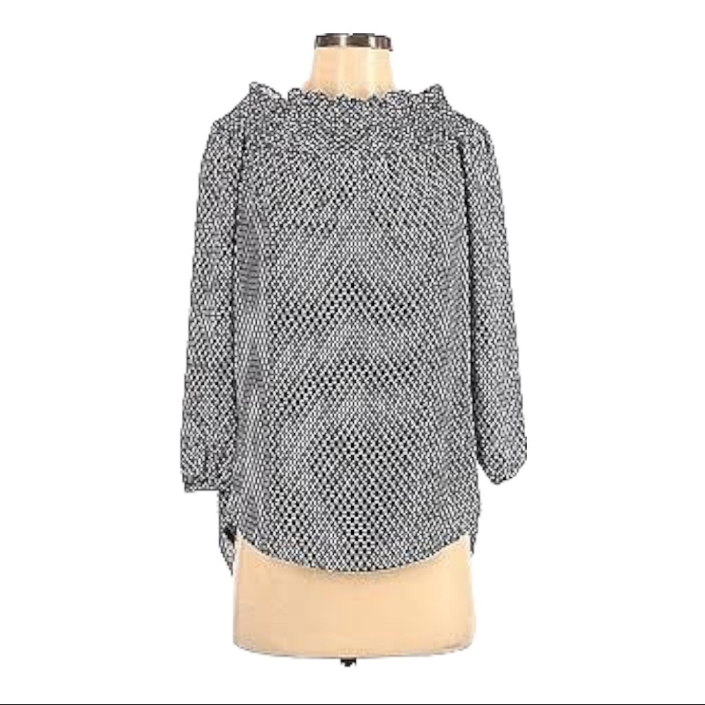 MICHAEL Kors 3/4 sleeve black/bone blouse